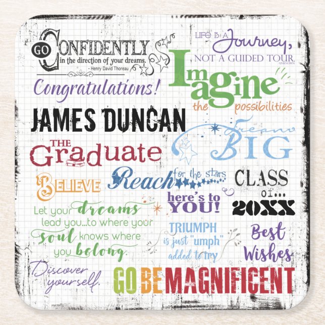 Personalisierter Abschluss Kunst Rechteckiger Pappuntersetzer (Vorderseite)