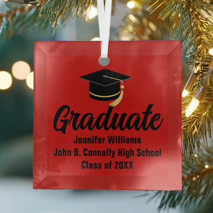 Personalisierter Abschluss mit Red Black Graduate Ornament Aus Glas