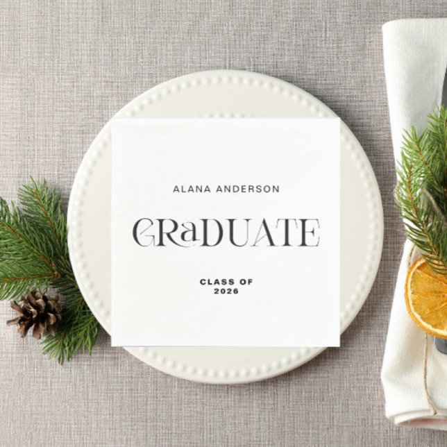 Personalisierter Abschluss Modern Minimalistisch E Serviette (Von Creator hochgeladen)
