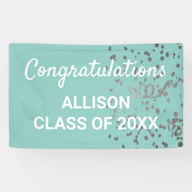 Personalisierter Abschluss Moderner Aquamariner Si Banner (Horizontal)