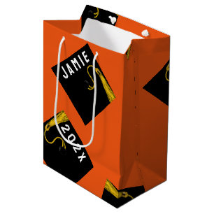 Personalisierter Abschluss Orange Mittlere Geschenktüte