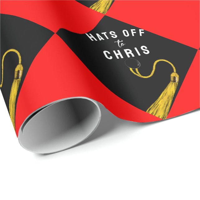 Personalisierter Abschluss Red Gift Wrapping Paper Geschenkpapier (Rolleneckpunkt)