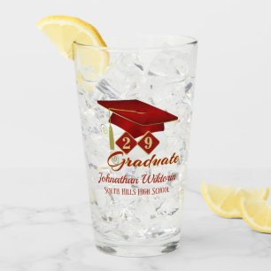 Personalisierter Abschluss Red & Gold 20XX Glas