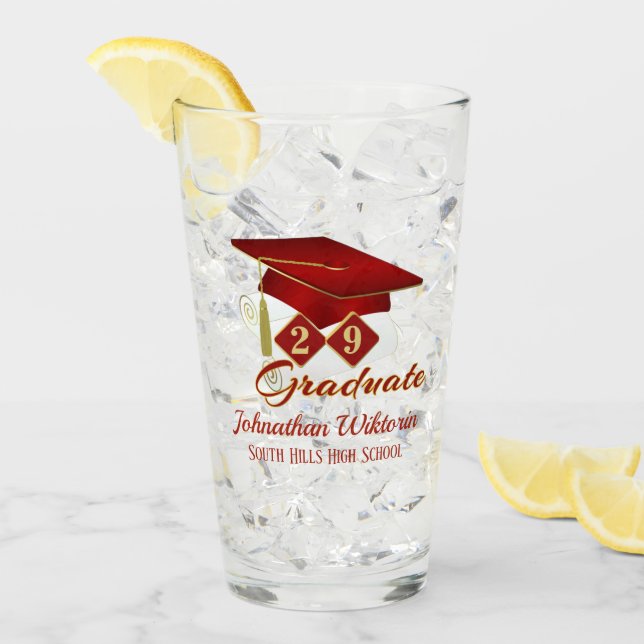 Personalisierter Abschluss Red & Gold 20XX Glas (Vorderseite Ice)
