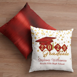 Personalisierter Abschluss Red & Gold Confetti Kissen