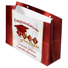 Personalisierter Abschluss Red & Gold Große Geschenktüte