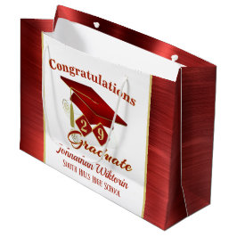 Personalisierter Abschluss Red & Gold Große Geschenktüte
