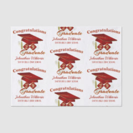 Personalisierter Abschluss Red & Gold Seidenpapier