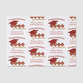 Personalisierter Abschluss Red & Gold Seidenpapier