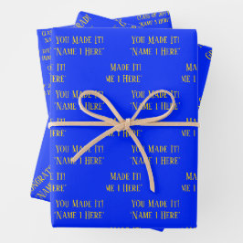 Personalisierter Abschluss wünscht Elegantes Blau  Geschenkpapier Set