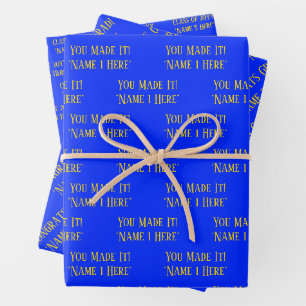 Personalisierter Abschluss wünscht Elegantes Blau Geschenkpapier Set