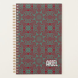 Personalisierter Abstrakter Burgund Emerald Green Planer