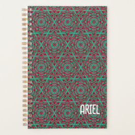 Personalisierter Abstrakter Burgund Emerald Green Planer