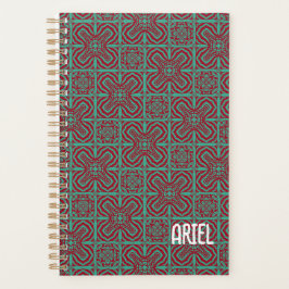 Personalisierter Abstrakter Burgund Emerald Green Planer