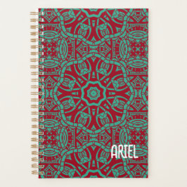 Personalisierter Abstrakter Burgund Emerald Green Planer