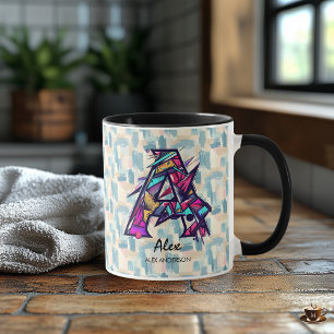 Personalisierter abstrakter geometrischer Monogram Tasse