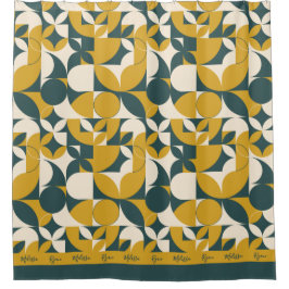 Personalisierter Abstrakter Senf-Grünkreis Duschvorhang