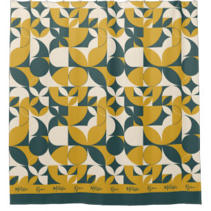 Personalisierter Abstrakter Senf-Grünkreis Duschvorhang