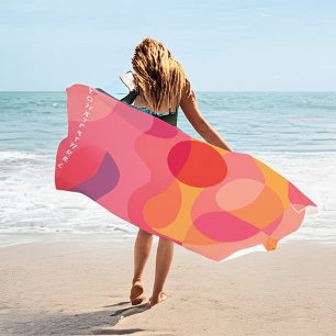 Personalisierter abstrakter Wirbel Pink Orange Strandtuch