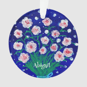 Personalisierter Acryl-Schmuck mit rosa Rosen Ornament