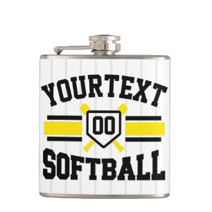 Personalisierter ADD NAME Softball-Spieler Varsity Flachmann