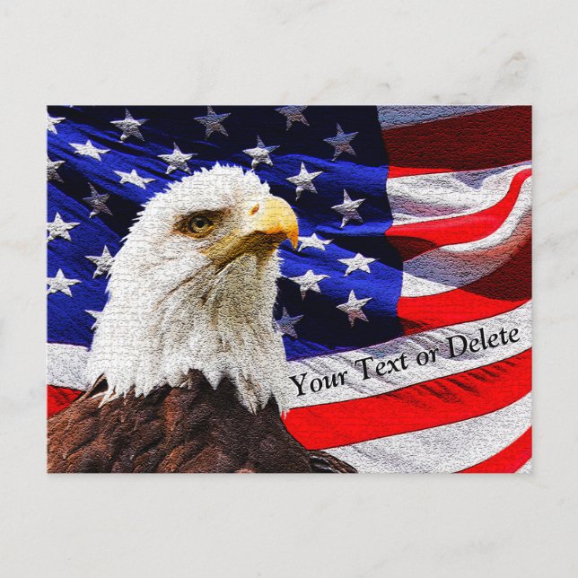 Personalisierter Adler und Flag Patriotische Postk Postkarte (Vorderseite)