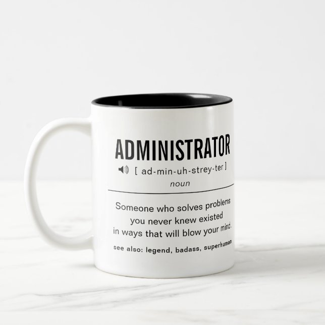 Personalisierter Administrator Funny Zweifarbige Tasse (Links)