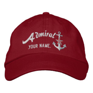 Personalisierter Admiral-Nautik-Anker-Name Weiß Bestickte Baseballkappe