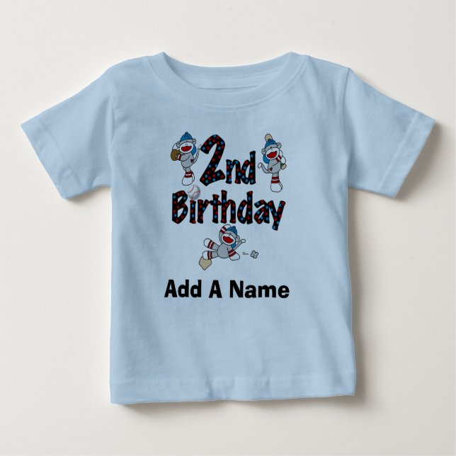 Personalisierter Affe-Baseball-2. Baby T-shirt (Vorderseite)