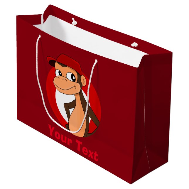 Personalisierter Affe Cartoon Großgeschenktasche Große Geschenktüte (Vorderseite Schrägansicht)