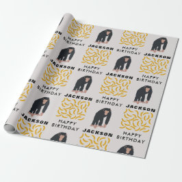 Personalisierter Affe Schimpanse & Banana Geburtst Geschenkpapier