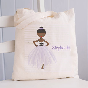 Personalisierter Afroamerikaner Ballerina in Lila Tragetasche