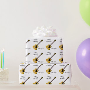 Personalisierter Akustikgitarre-Geburtstag Geschenkpapier