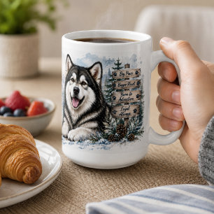 Personalisierter Alaskan Malamute Winterberghund Kaffeetasse