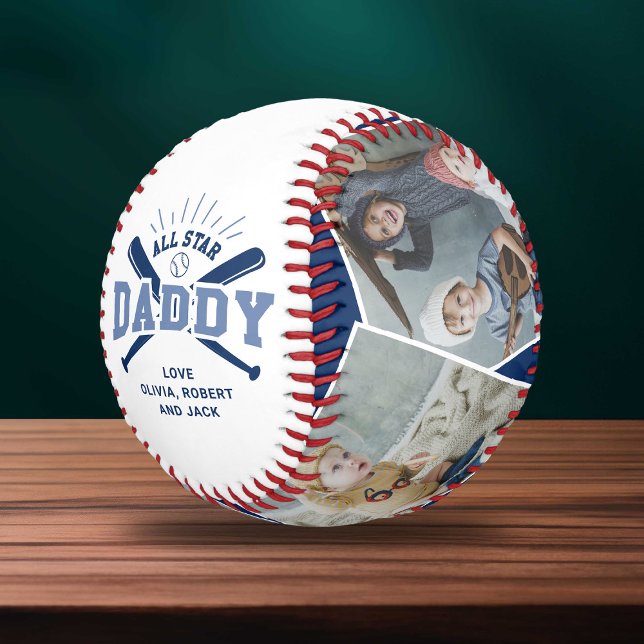 Personalisierter „All Star Daddy“ Blau Baseball (Von Creator hochgeladen)