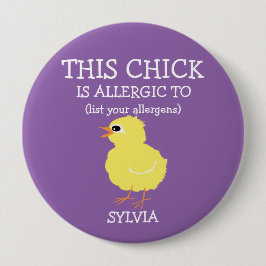 Personalisierter Allergie-Alarm-flaumiges gelbes Button