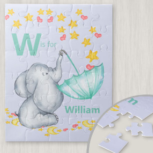 Personalisierter Alphabet-Name Süßer Elefant Junge