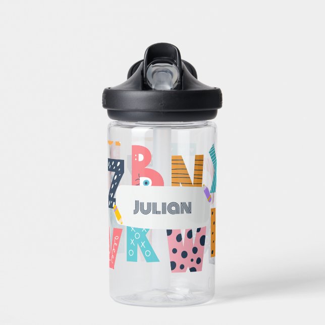 Personalisierter Alphabet-Spaß - Zurück zur Schule Trinkflasche (Vorne)