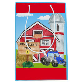 Personalisierter alter MacDonald's Farm Blue Trakt Mittlere Geschenktüte