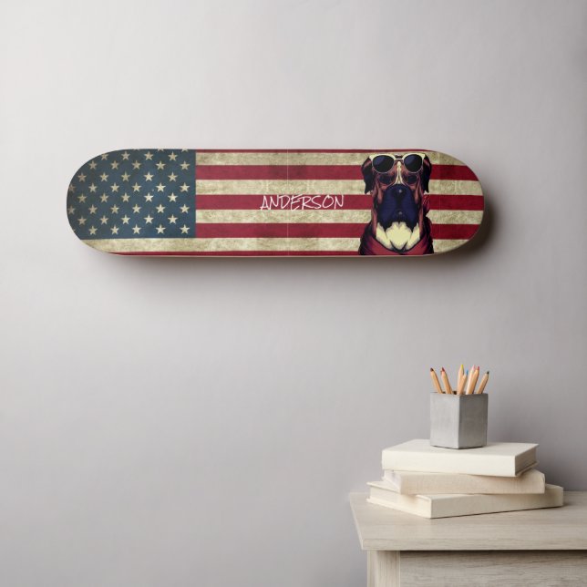 Personalisierter American Bull Dog Skateboard (Wandkunst (Horz))
