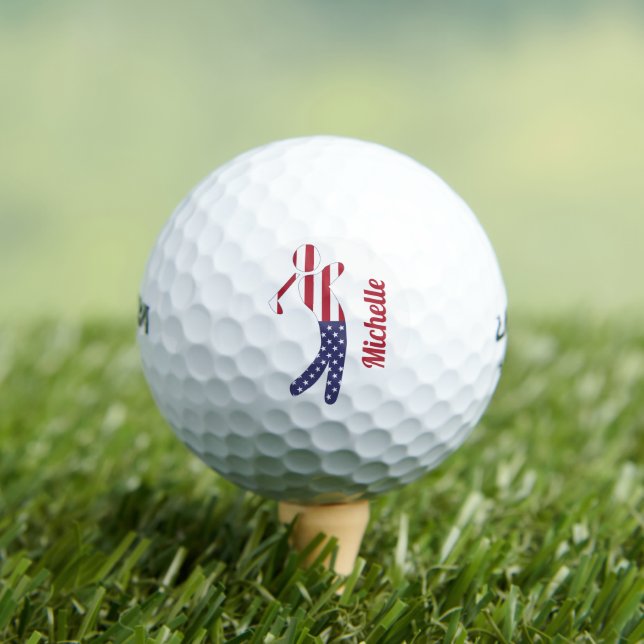 Personalisierter American Flag Golf Player Golfball (Insitu T-Shirt)