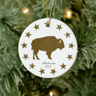 Personalisierter amerikanischer Buffalo-Western We Keramik Ornament
