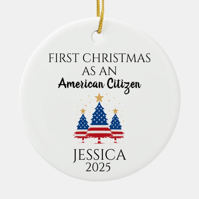 Personalisierter amerikanischer Bürger, amerikanis Keramik Ornament (Vorne)