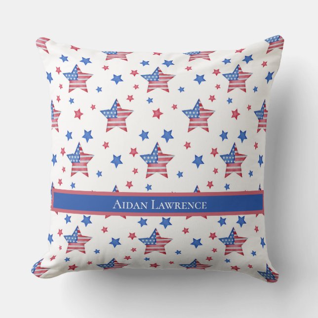 Personalisierter amerikanischer Flaggen Blue Red S Kissen (Vorderseite)