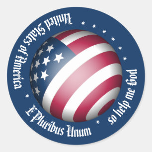 Personalisierter amerikanischer Flaggen-Globus und Runder Aufkleber