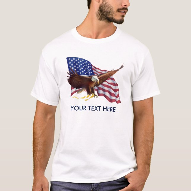 PERSONALISIERTER AMERIKANISCHER FLAGGENEDELWORT T-Shirt (Vorderseite)