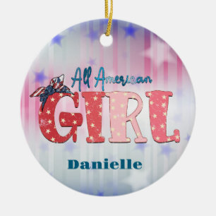 Personalisierter amerikanischer Mädchen-Keramiksch Keramik Ornament
