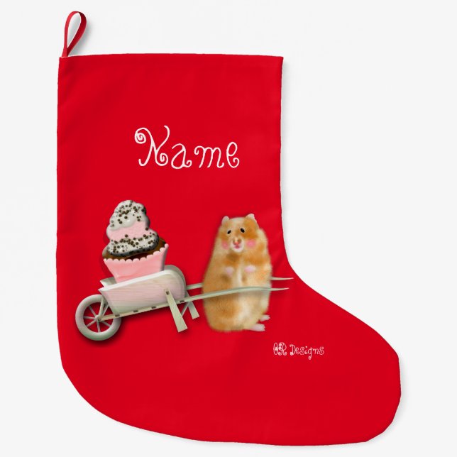 Personalisierter amüsanter Hamster Weihnachts-Stru Großer Weihnachtsstrumpf (Vorderseite)