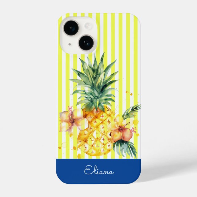 Personalisierter Ananas-Handy iPhone 14 Hülle (Rückseite)