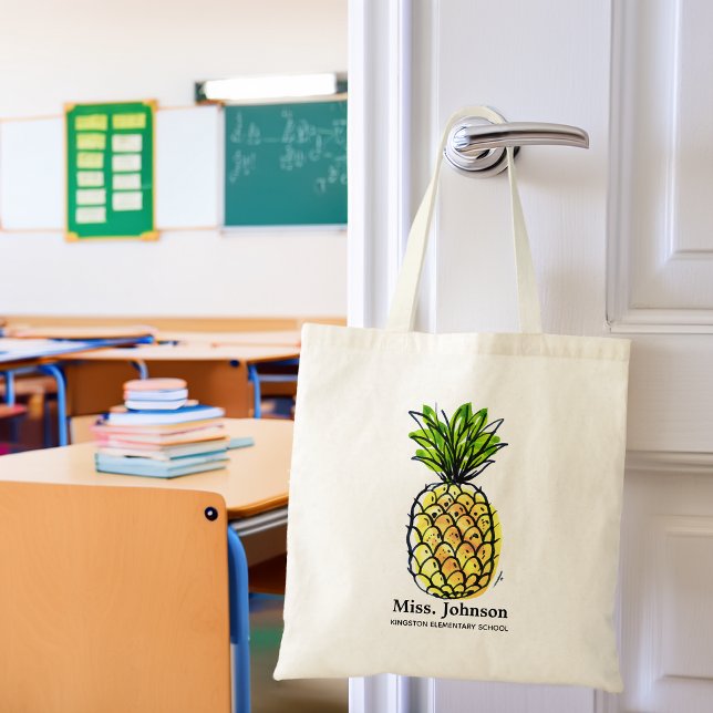 Personalisierter Ananas-Lehrer Tragetasche (Watercolor Pineapple Personalized Teacher Tote Bag)
